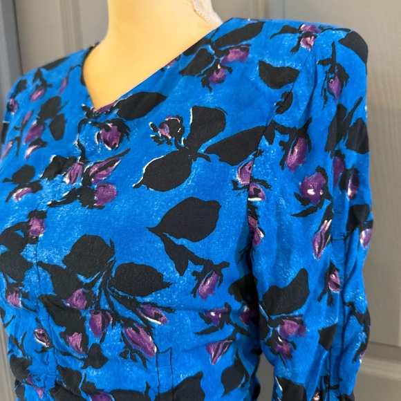 Zara Blue and Purple Long Sleeve Dress. - Picture 4 of 7